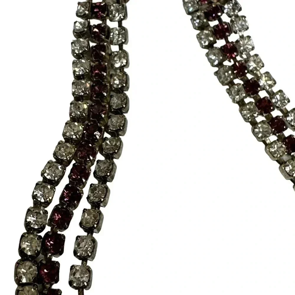 Beautiful waterfall rhinestone earrings clear and pink sparkly stones